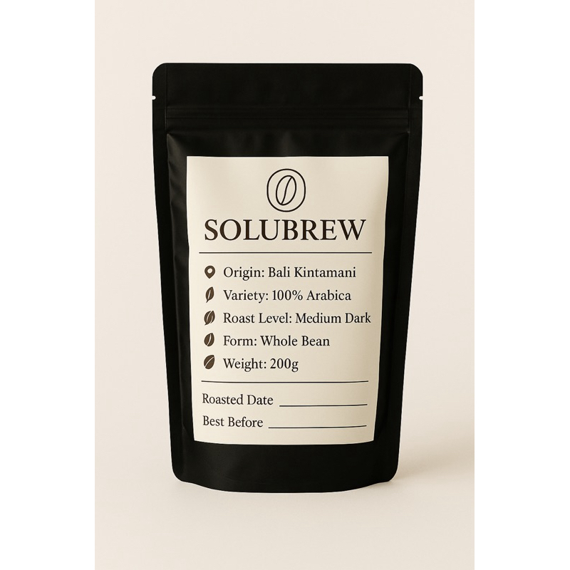 

Solubrew - Biji Kopi Bali Kintamani 200g – 100% Arabika, Medium Dark Roast, Whole Bean