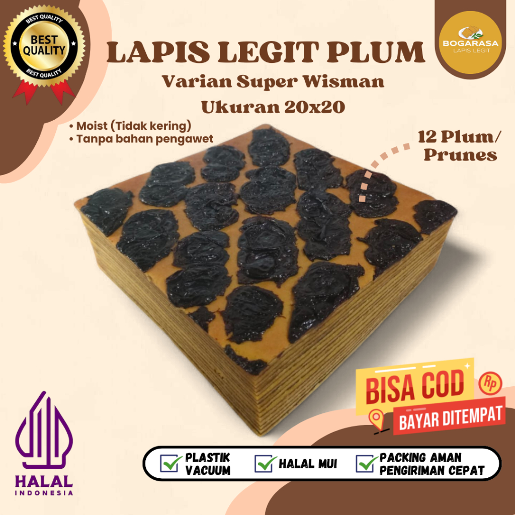 

Lapis Legit Plum/Prunes Lapis Legit Wisman Premium Bolu Legit Varian Super Wisman 12 Plam 20x20