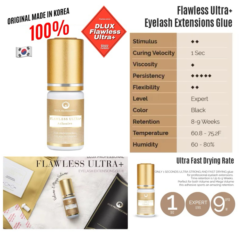 Dlux Flawless Ultra Glue 10ml/5ml For Eyelash Extansions Lem Bulumata Palsu Lem Extension