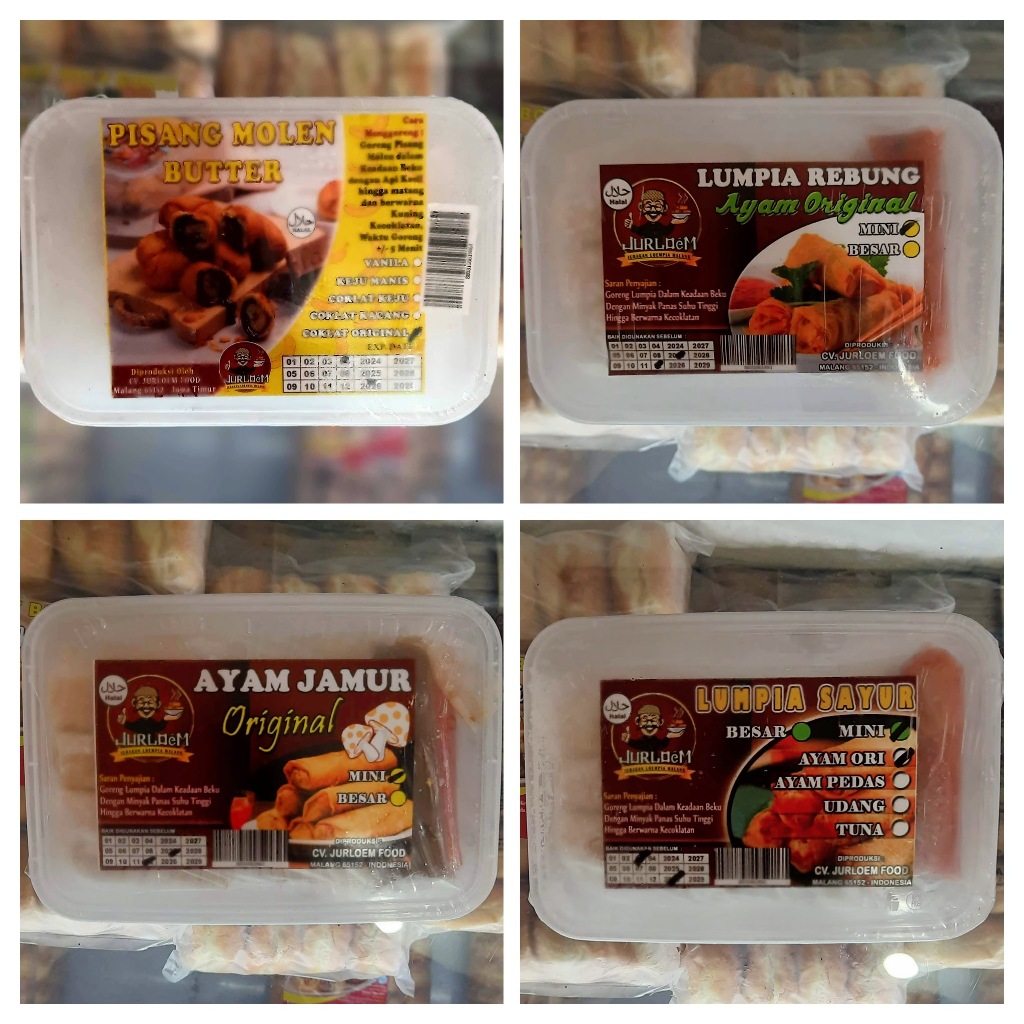 

JURLOEM Lumpia Mini Ayam Jamur / Rebung / Sayur | Pisang Molen Butter Coklat / Vanilla | Gohyong