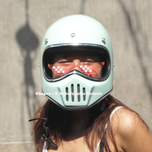 Helm Cakil Original Hijau Mint Green Relax - Helm Motor Custom, Vespa