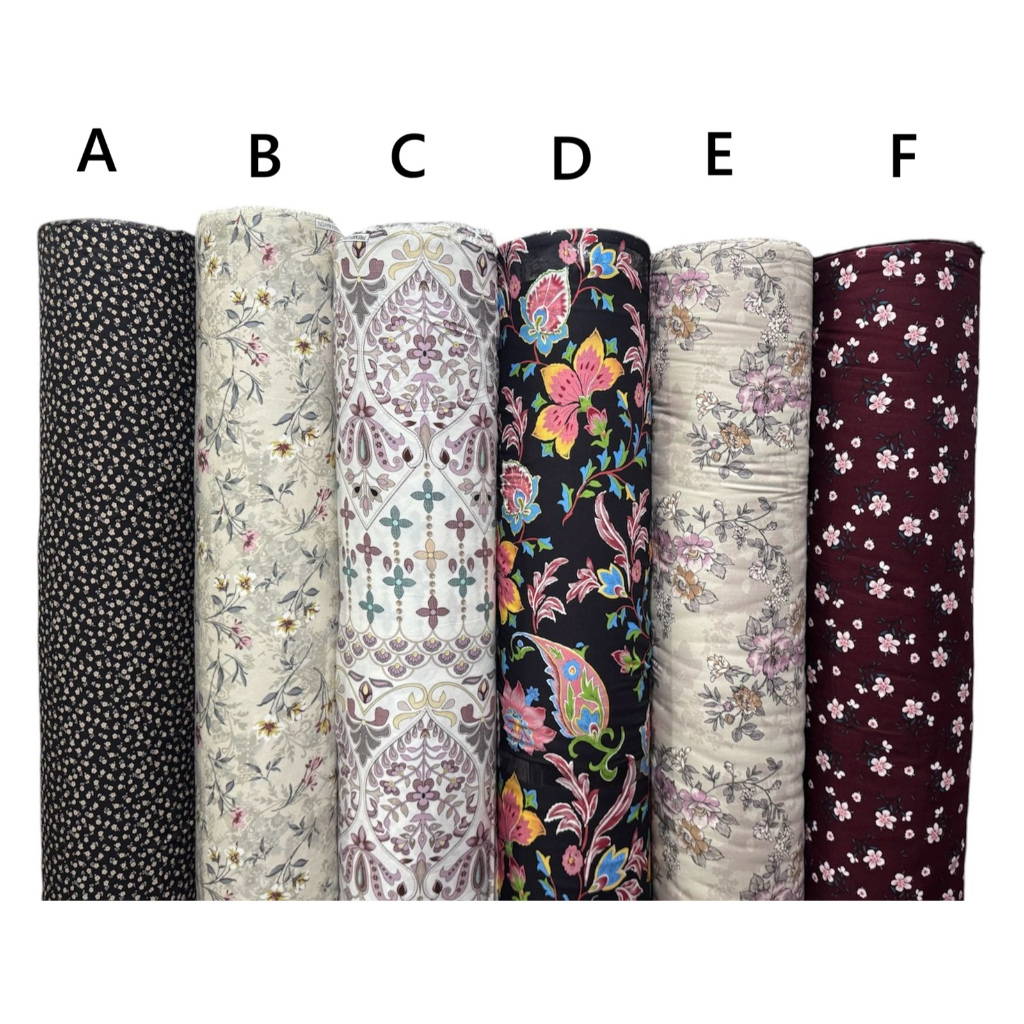 Kain katun rayon viscose premium motif bunga kecil hitam motif bunga bw motif etnik motif bunga kemb