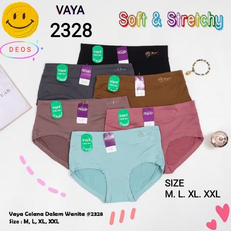 Vaya (6PCS Warna Random) Celana Dalam Wanita Art 2328(Vaya Soft) CD Dewasa Vaya Cool Max Soft Cotton