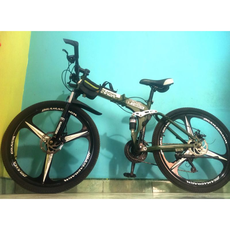 SEPEDA LIPAT MTB FOREVER IMPORT HIJAU ( REAL PICTURE ) FREE ONGKIR
