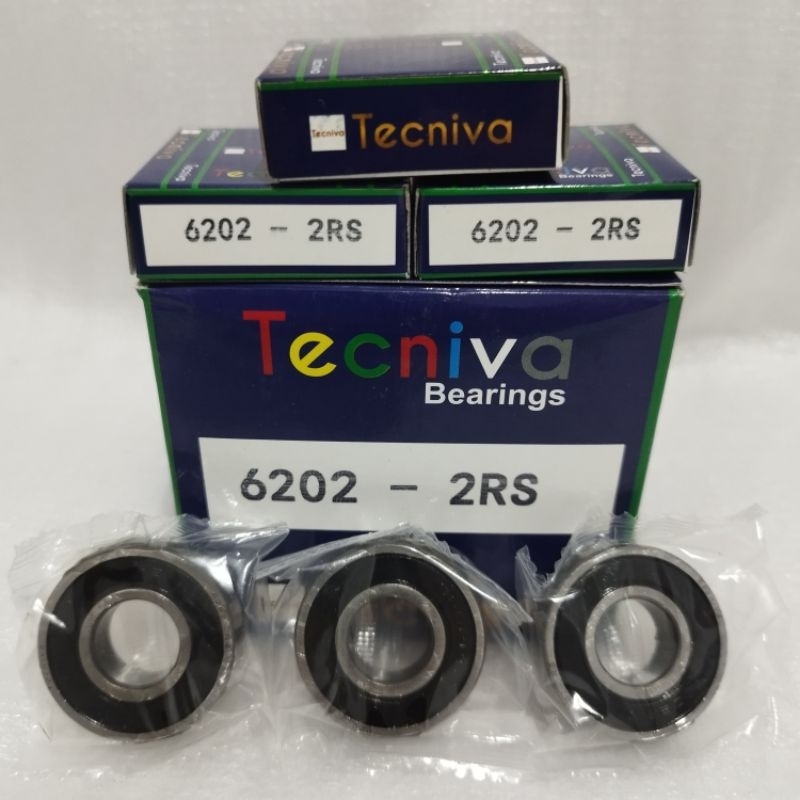 Ball Bearing 6202 2RS Tecniva Bering Laker Laher 6202 2RS Ukuran 15 × 35 × 11 mm Tecniva