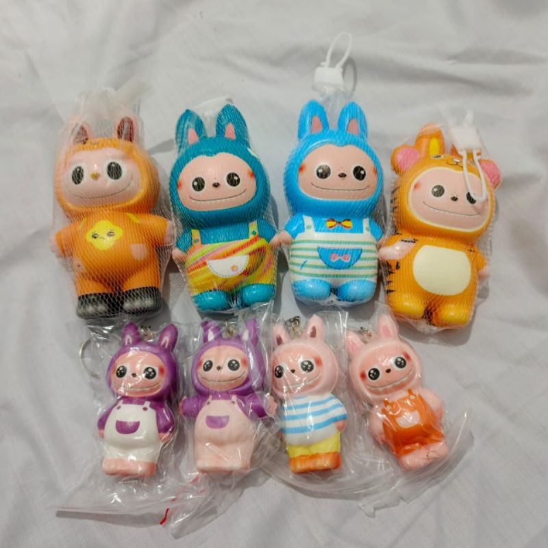 take all 9 pcs SQUISHY LABUBU LED dan squishy Labubu Gantungan kunci / tas, dll