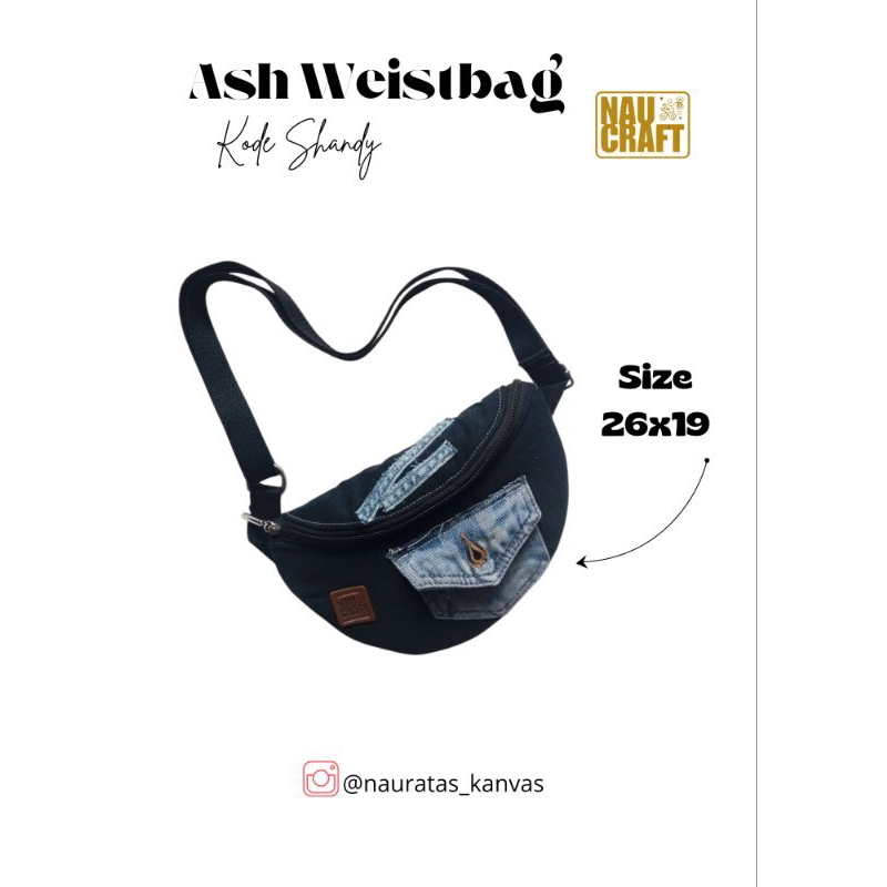 tas pinggang 2in1-tas pinggang Jeans hitam-handmade