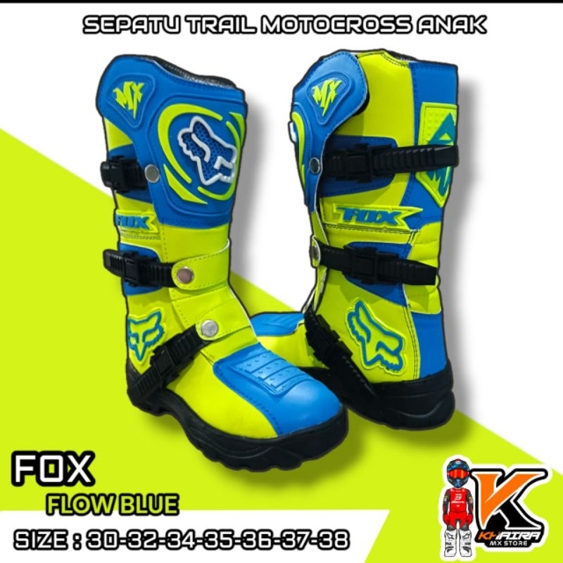 Sepatu Cross anak boots safety motocross kids flow blue terbaru 2026