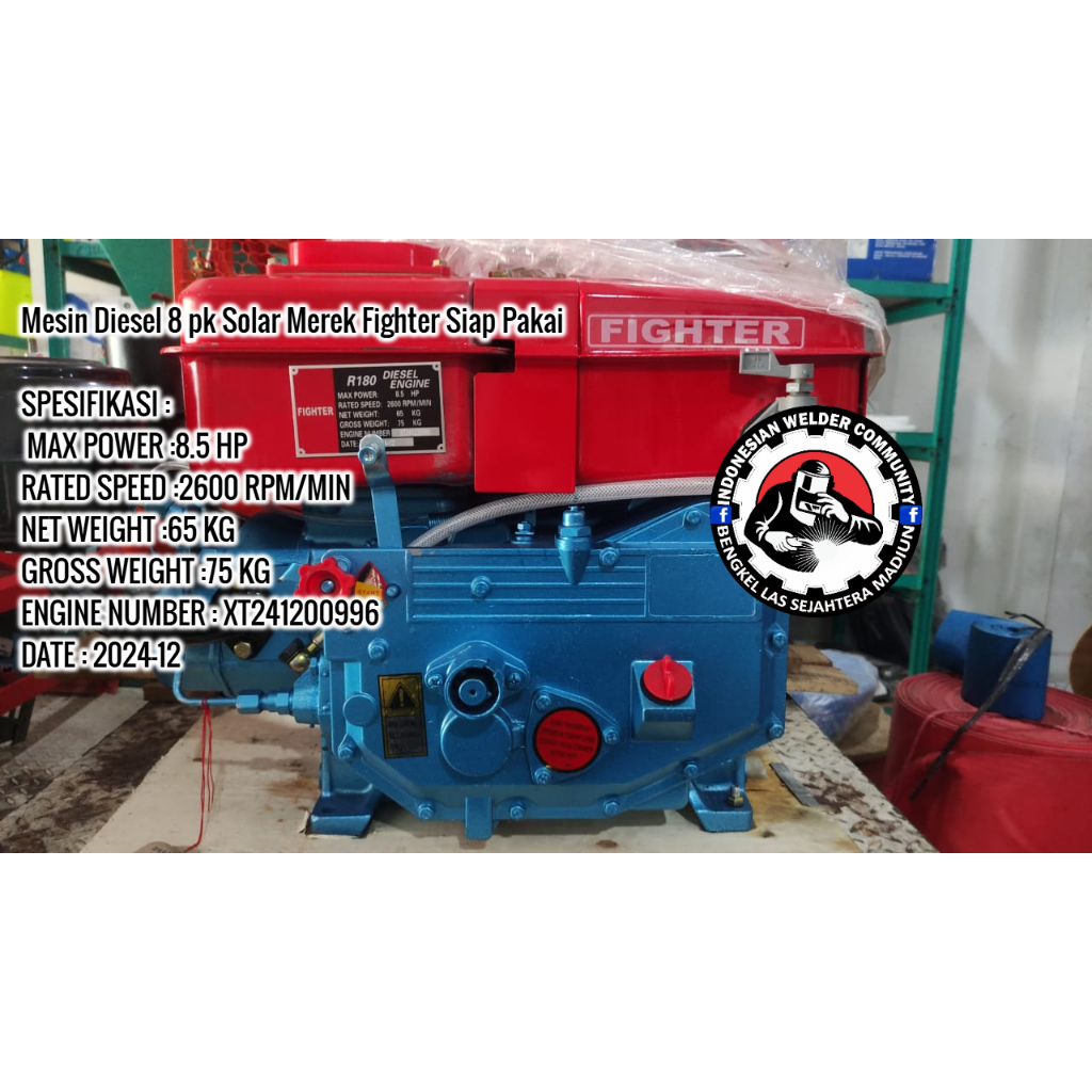 Mesin Diesel 8 pk Solar Merek Fighter Siap Pakai