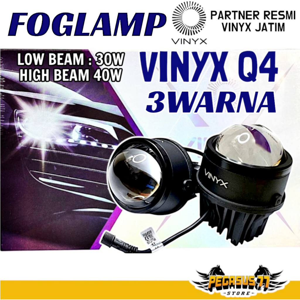 Foglamp Projector Vinyx Q4 [3 Warna] [1 Warna] [Double Laser] Vinyx Q4 Lampu Kabut Lensa LED