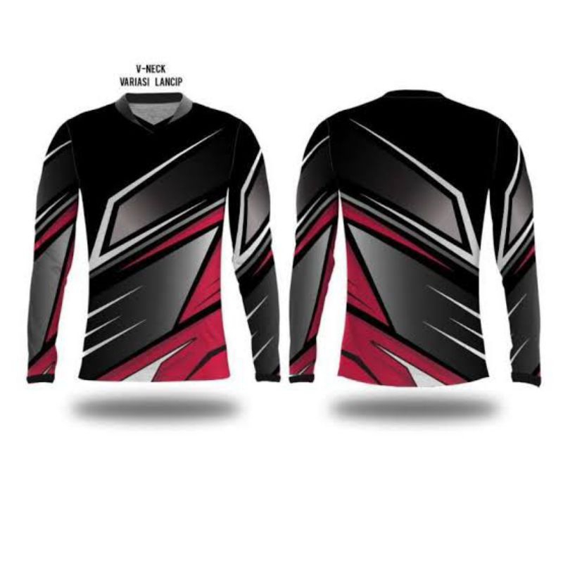 Jersey Sepeda Custom Lengan Panjang Unisex - (V-neck Lancip)