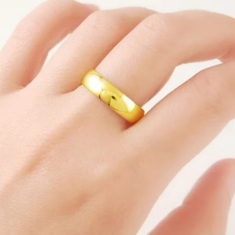 Cincin Polos Lapis Emas 24K Titanium Wanita