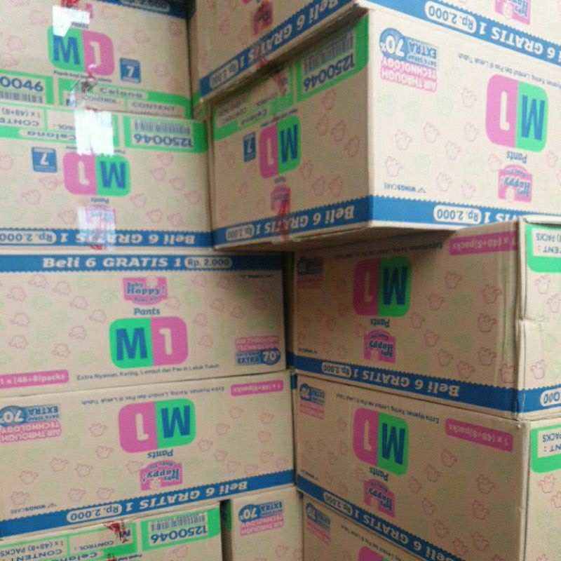 PAMPERS BABY HAPPY M1 & XL1 & L1 KARTONAN. ISI 1 x (48+8 PACKS)