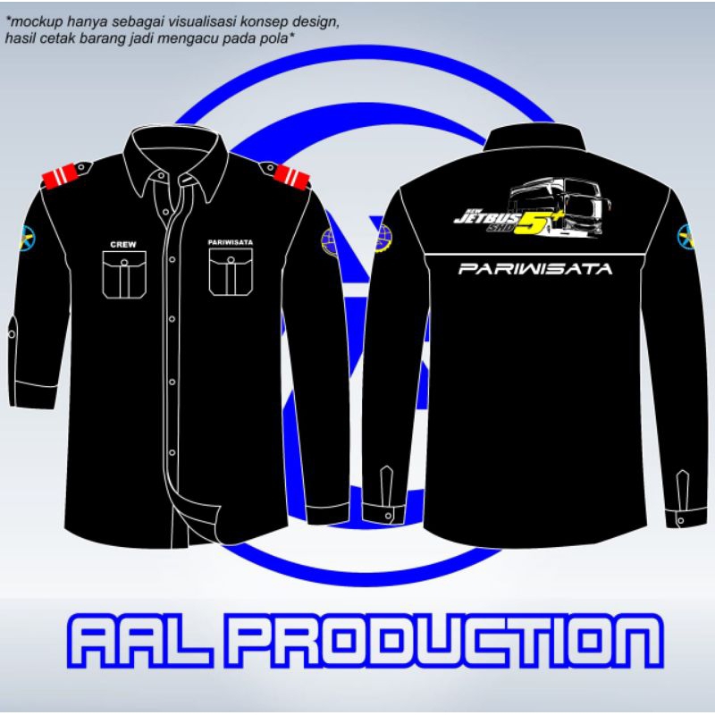 KEMEJA NEW JETBUS 5+ PARIWISATA LENGAN PANJANG FULL BORDIR