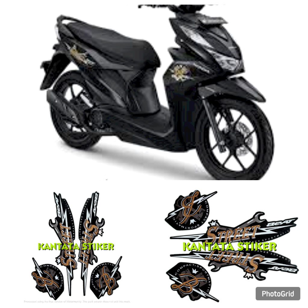 STIKER STRIPING MOTOR LIS BODY BEAT STREET 2020 HITAM STANDAR FULL SET