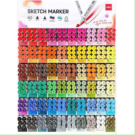 

DELI - 70803A Skecth Marker / Spidol Sketsa Warna 2 Tip