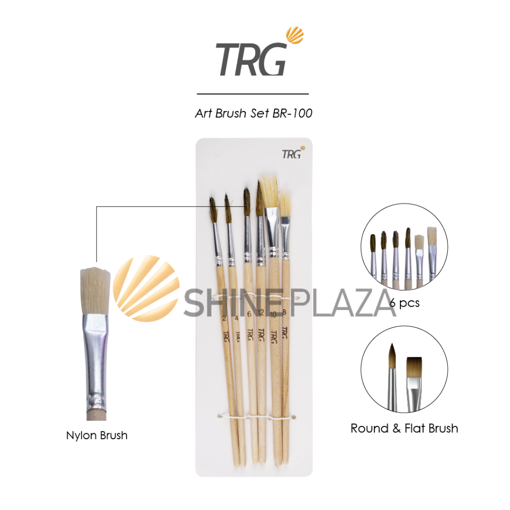 

TRG Kuas Lukis Cat Air Minyak Akrilik Poster BR-100 - Watercolor Acrylic Paint Art Brush Set Isi 6 Buah TRG