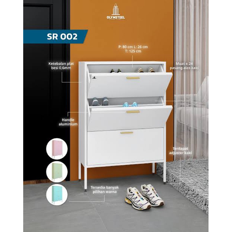 Lemari Sepatu Olymsteel / Rak Sepatu Besi Pintu Swing / Lemari Sepatu Besi / Lemari Sepatu Anti Raya