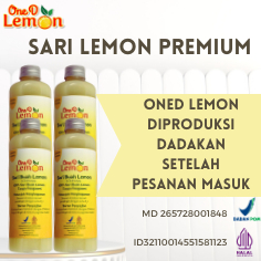 

OneD Sari Lemon Premium Paket Hemat 4 Botol 250Ml