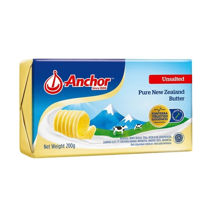 Anchor Unsalted Butter 200 gr / Mentega Anchor Unsalted 200 gr