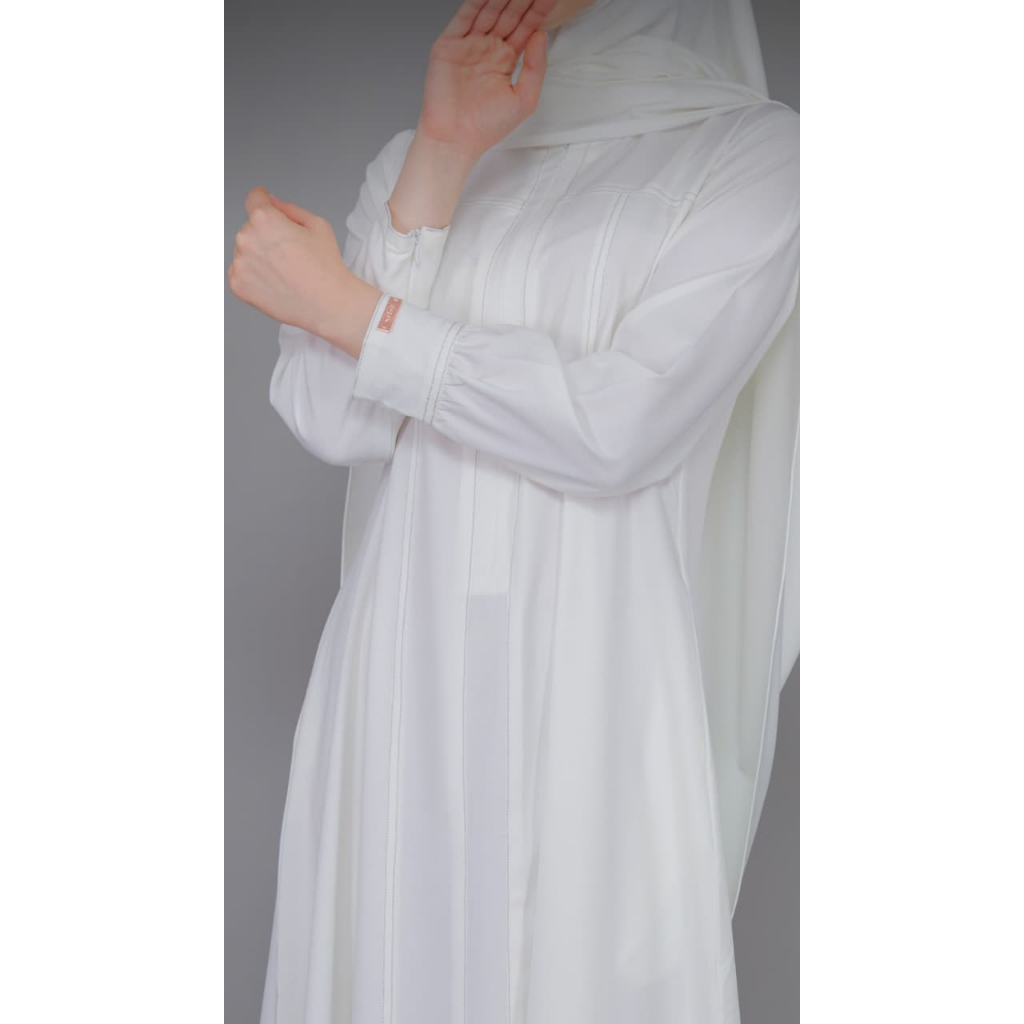 Oris - Gamis Umrah & Haji Hitam Putih Polos Wanita set Khimar Bahan Rose Crepe