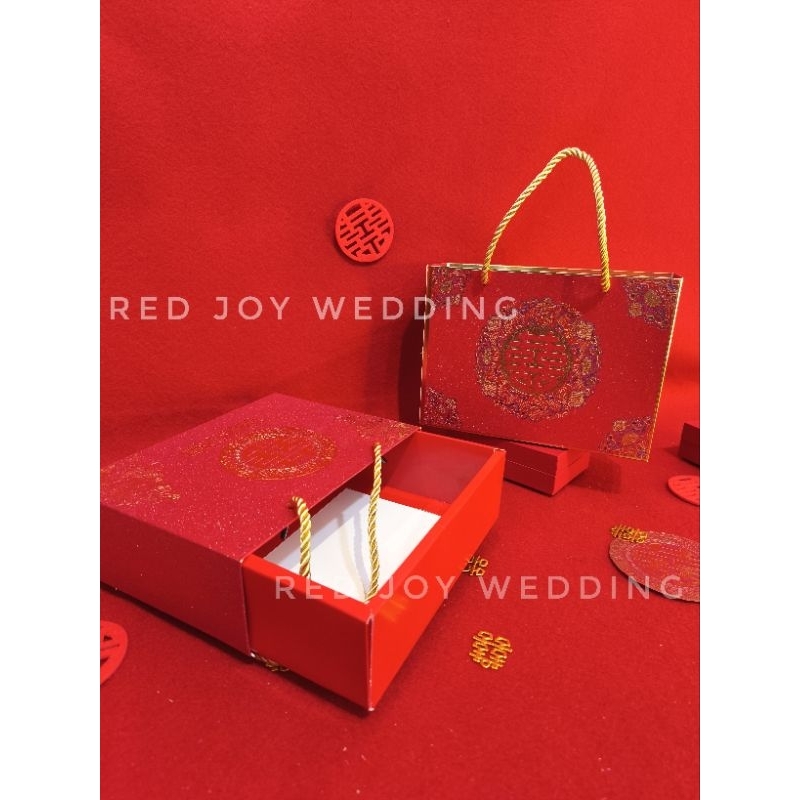 Kotak Souvenir Sangjit ShuangXi / Paperbag + Box Sangjit Shuangxi Chinese Wedding