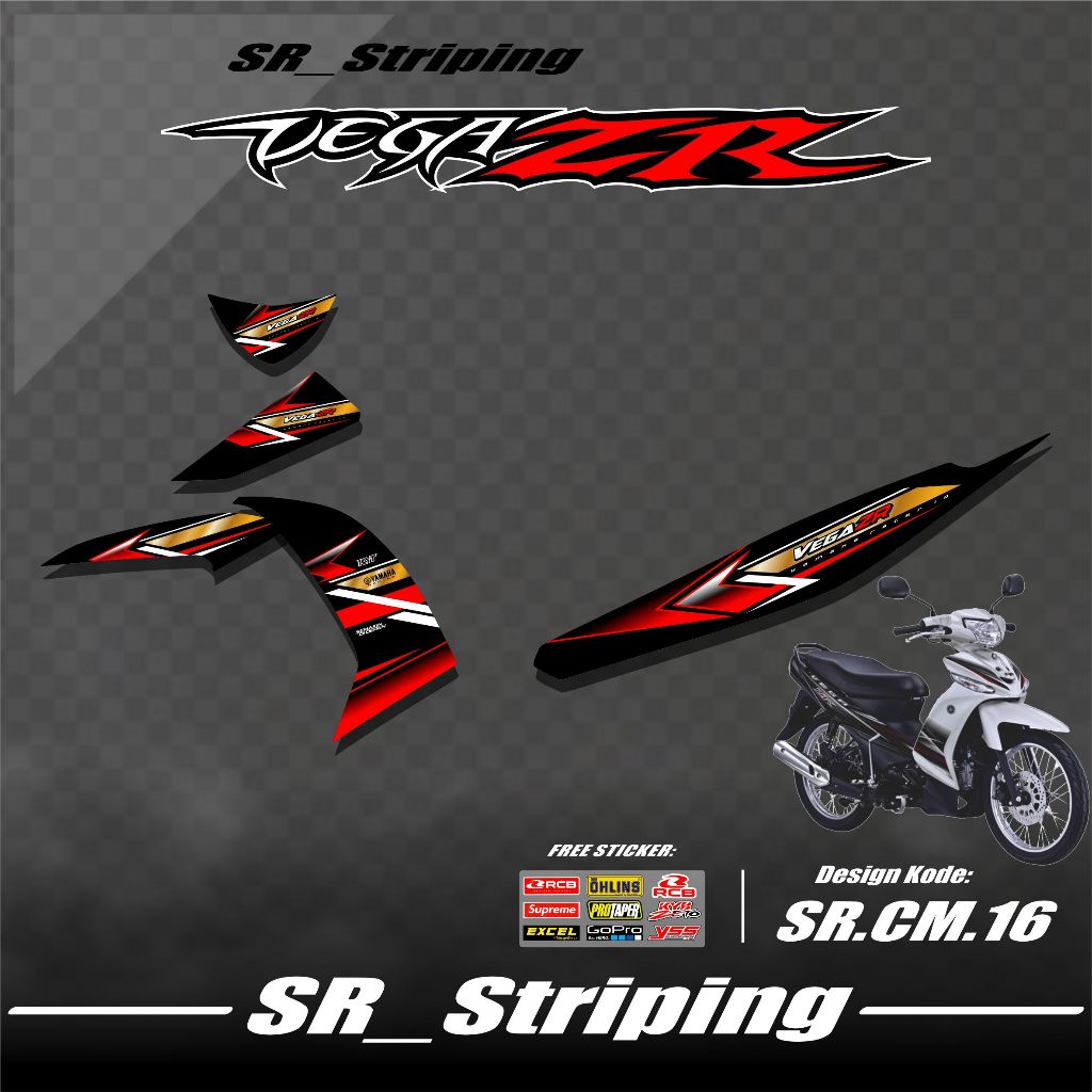 Striping Sticker Vega ZR Variasi / Stiker Vega ZR / Variasi Vega ZR - Bonus Stiker Sponsor SR.16