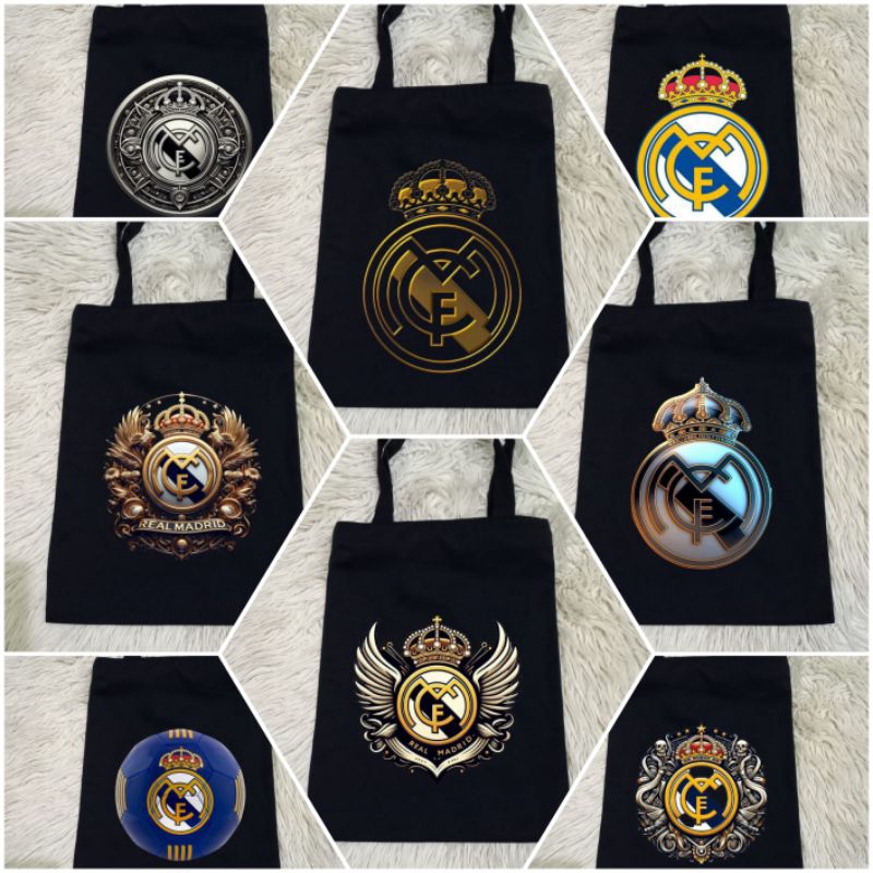 Tas tote Bag Bola Real Madrid/Tote bag/Tas Laptop/Tas Sekolah/Tas Belanja/Tote Bag Baby Canvas Tebal