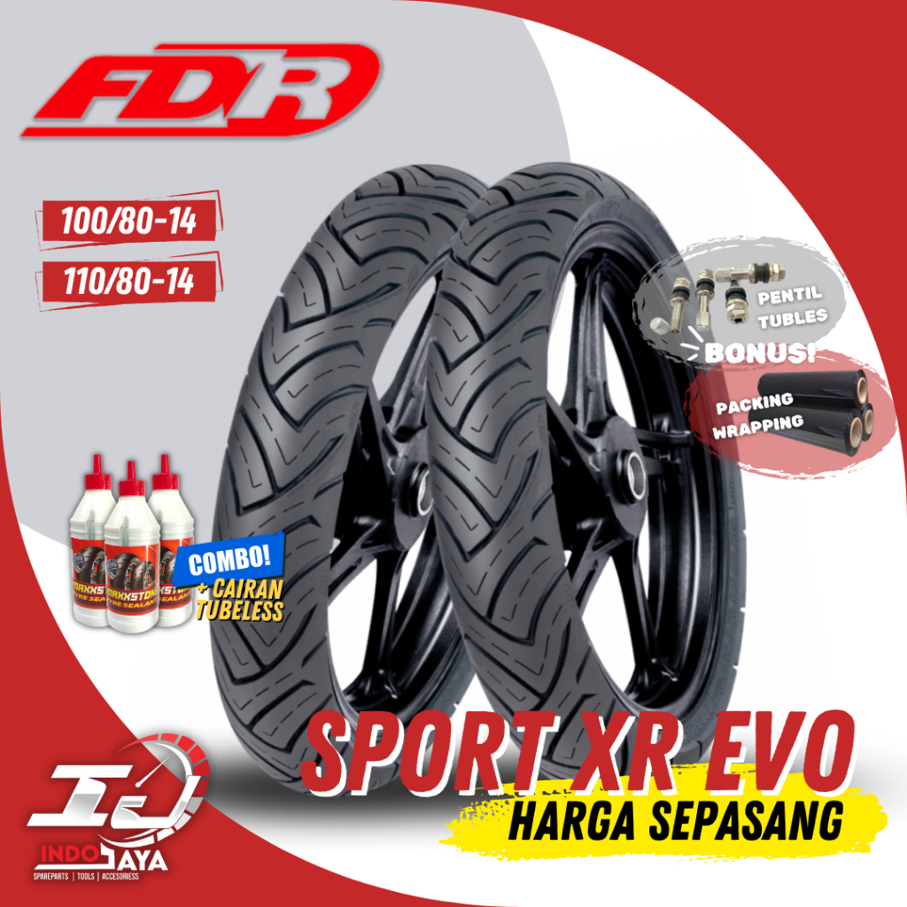 [PAKET MURAH SEPASANG] BAN FDR SPORT XR EVO TUBELESS (100/80-14 & 110/80-14) XR EVO / BAN LUAR MOTOR