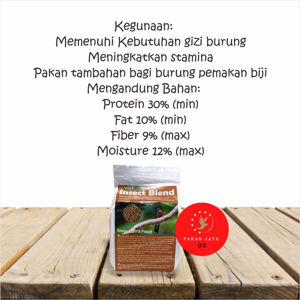 Voerzoo Insect Blend 225 Gram Pakan Burung Pemakan Serangga Tinggi Protein Burung Murai Kacer Cendet