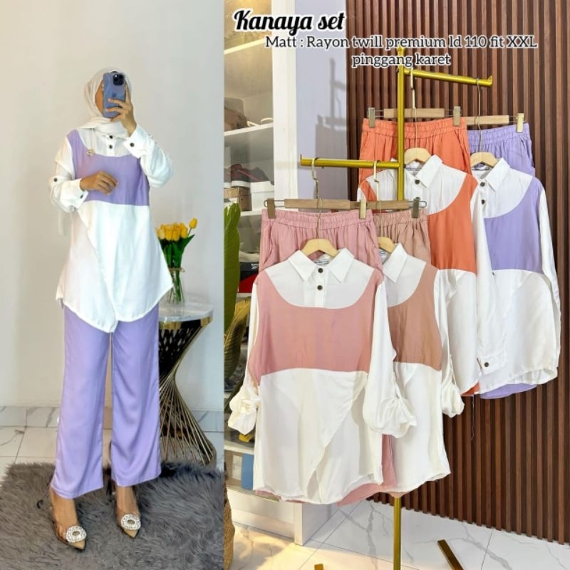 Setelan rayon twill terbaru Set celana rayon twill