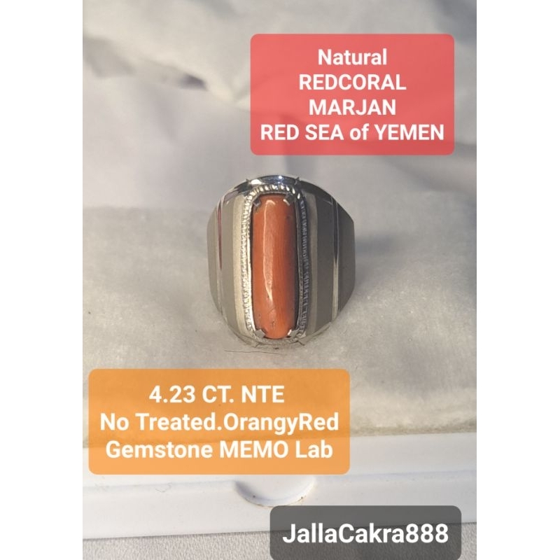 Natural Red Coral ( Marjan ) NTE Red Sea Yemen + MEMO LAB + Ring Mewah Cincin Batu Alam Karang Merah