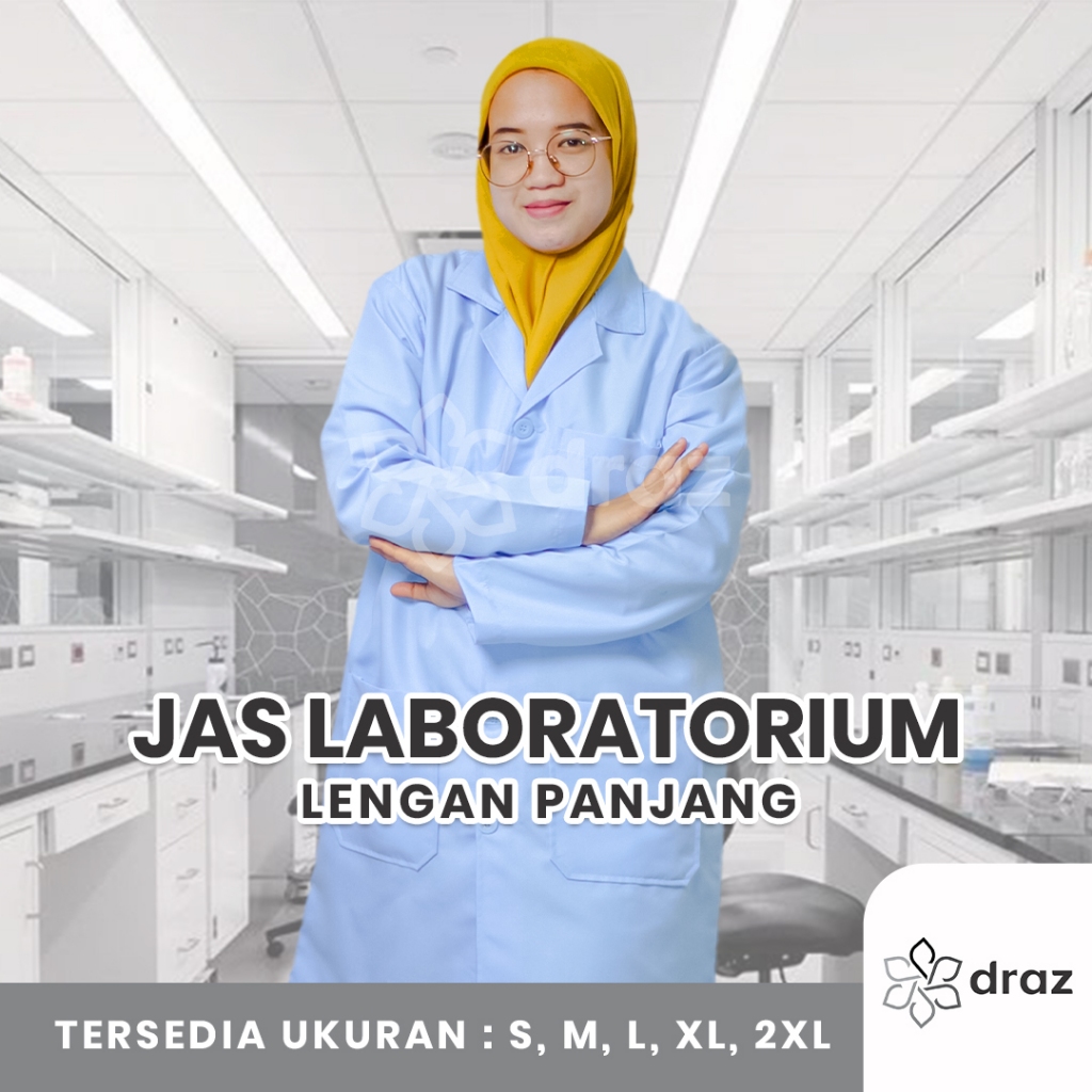 TOKODRAZ - Jas Laboratorium Lengan Panjang Biru Muda Pria Wanita, Jas Lab, Jas Laboratorium, Jas Lab