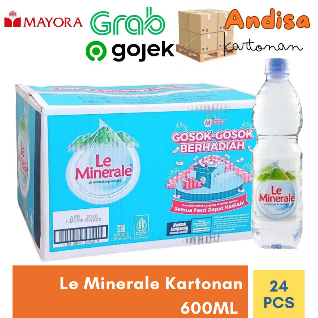 

Le Minerale Kartonan isi 24 pcsx 600ml