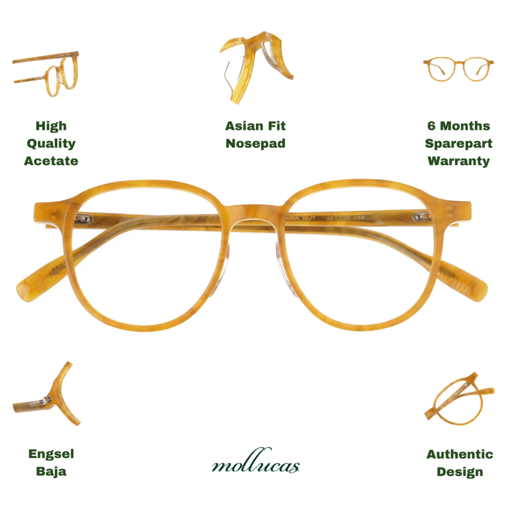 Mollucas - Manawa Nut - Gratis Lensa Minus/Silinder Anti Radiasi - Frame Kacamata Pria/Wanita