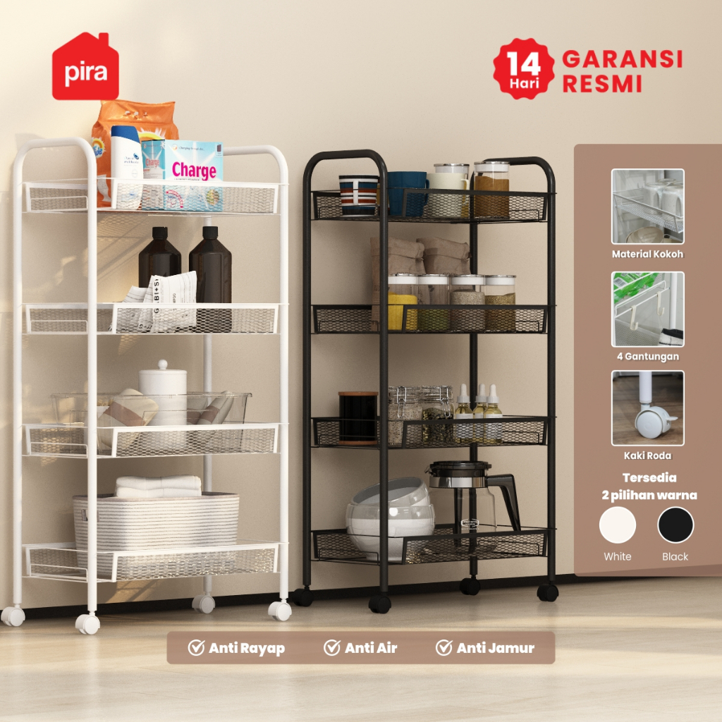 PIRA - GUMI MKT Rak Troli / Rak Serbaguna / Rak Besi 3/ 4/ 5 Susun dengan roda