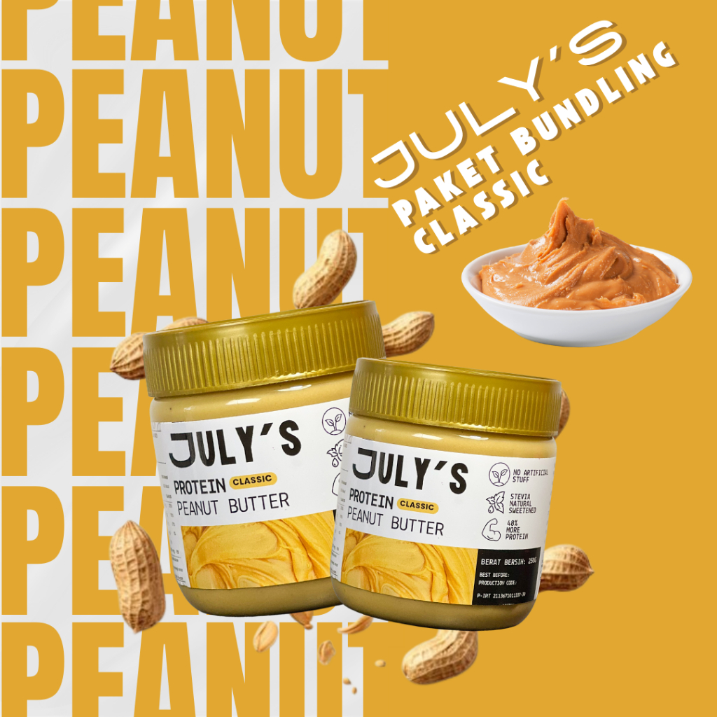 

JULY’S Selai Kacang Protein Tinggi – Peanut Butter Tanpa Gula Tambahan, Added Whey, (Paket Bundle)
