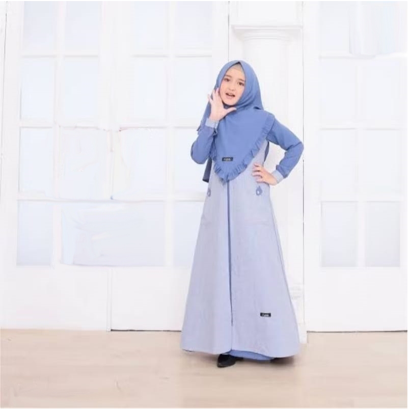 Baju Gamis Anak Perempuan 2-12 Tahun Dress Crinkle Airflow Muslim Cewek Harian Basic Simple Manasik 