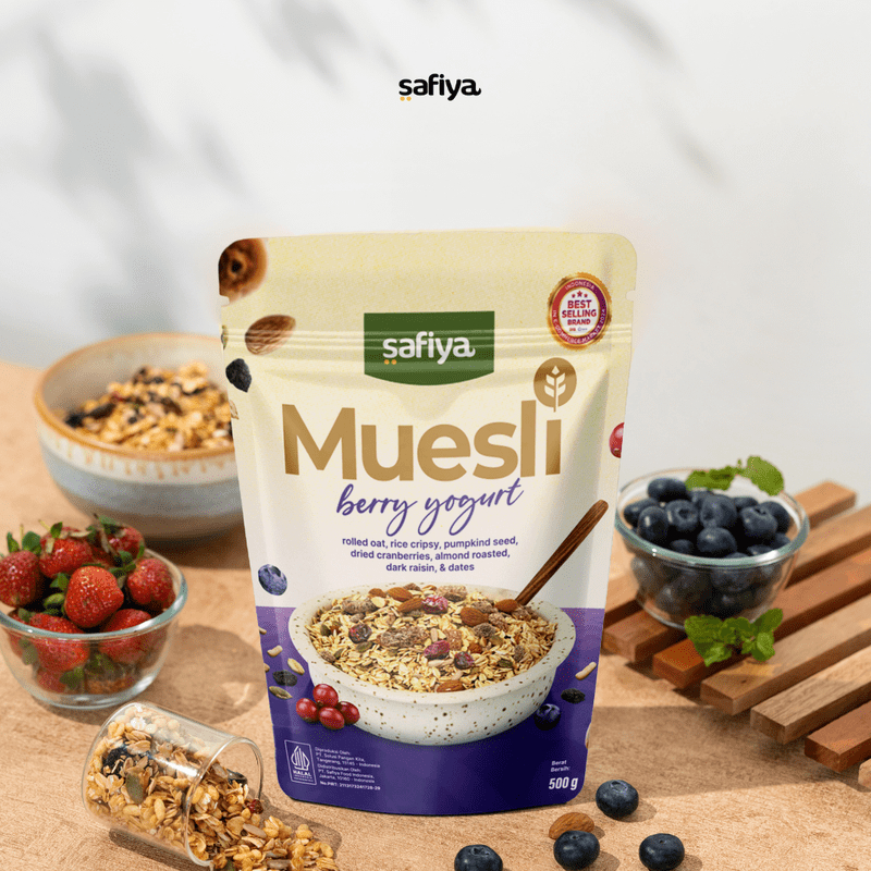 

Muesli Original Safiya 1 kg Dried Fruit with Almond Healthy Food Sereal Sarapan Sehat Kaya Serat