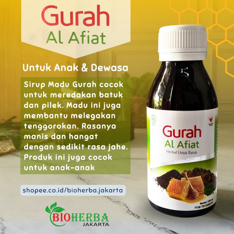 Gurah Al-Afiat Sirup Madu - Obat Alami Flu, Batuk, Sinusitis & Asma dengan Madu, Propolis & Royal Je