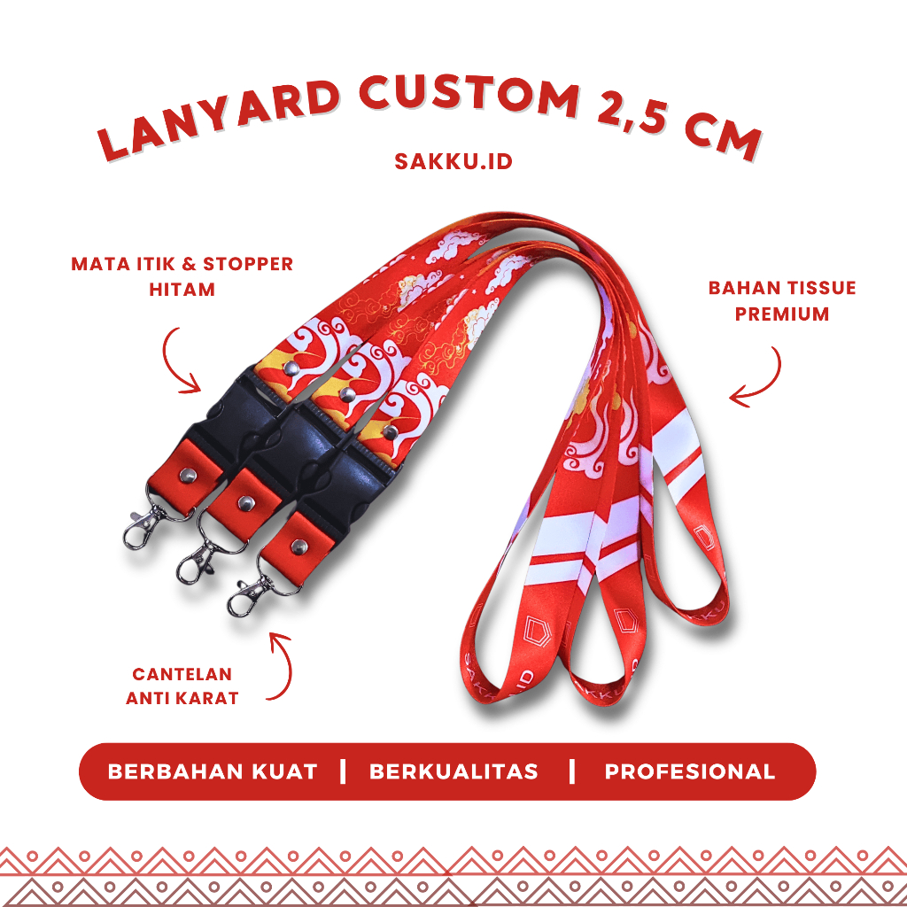 

Tali Lanyard Custom Desain Lebar 2,5cm / Nama Tag ID Card