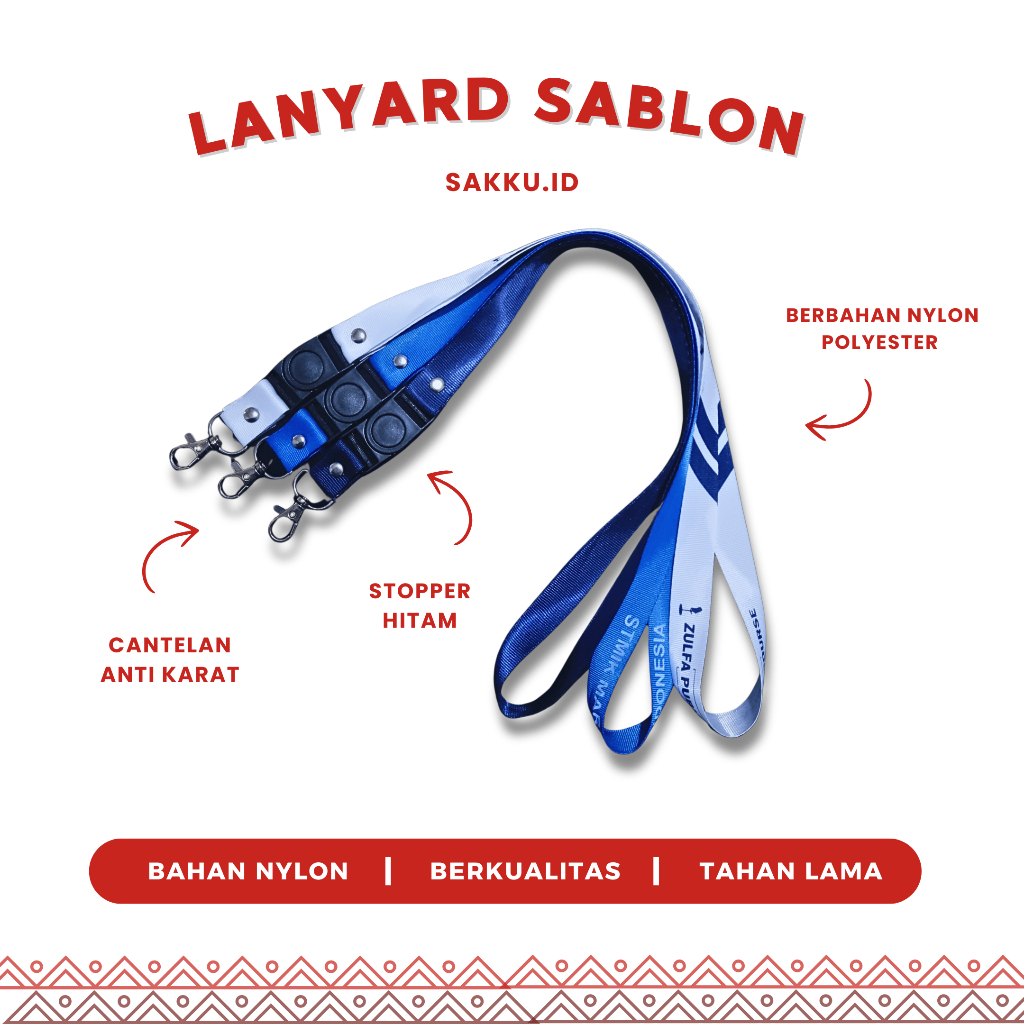 

cetak tali id card sablon/ tali lanyard id card 2cm / bahan polister atau nylon nilon sablon 1 warna