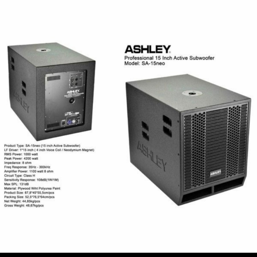 SUBWOOFER SPEAKER AKTIF ASHLEY SA-15 NEO 15 INCH SA15NEO