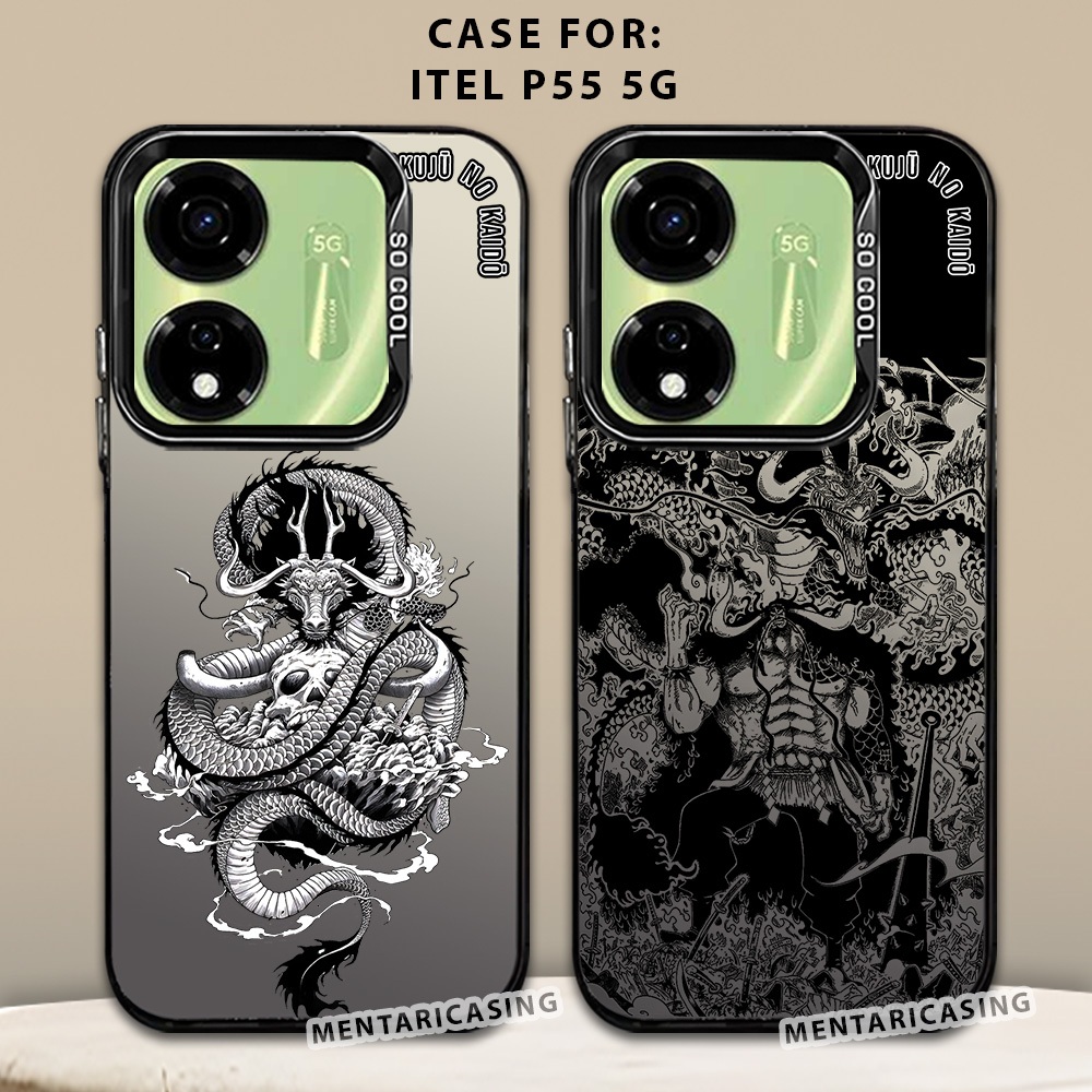 Case ITEL P55 5G Casing ITEL Premium Matte Hard Casing - Case IMD - Case Hologram Motif DRAGON KAIDO
