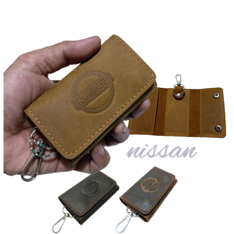 Gantungan kunci mobil NISSAN kulit asli dompet stnk nissan