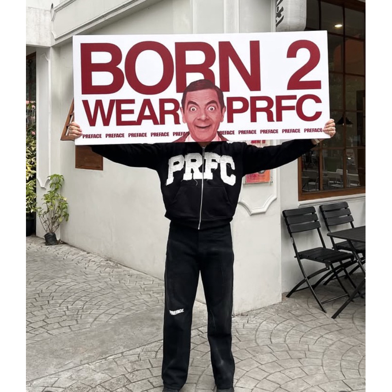 PREFACE Unfinished Zip Hoodie Black