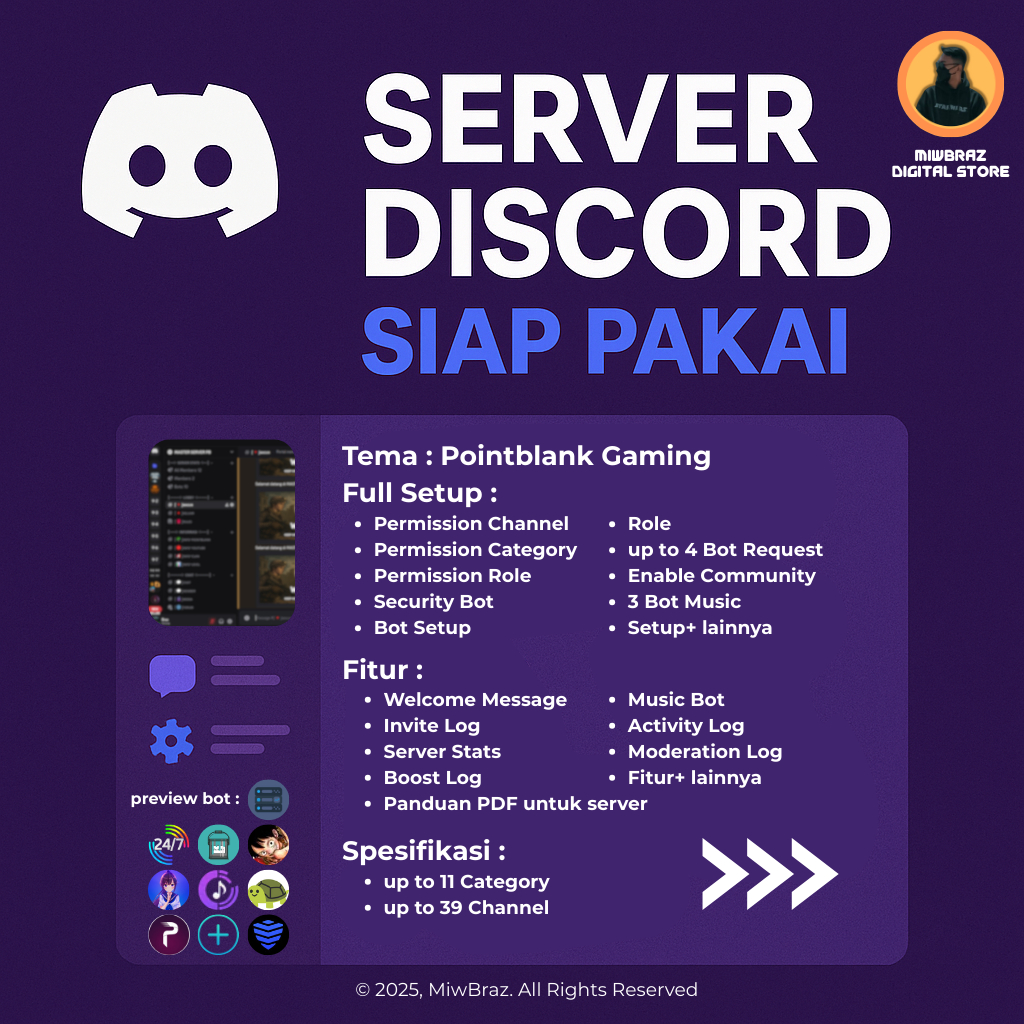 Server Discord siap pakai | Pointblank edition | Full Setup & Bot | Starter Kit Discord by MiwBraz