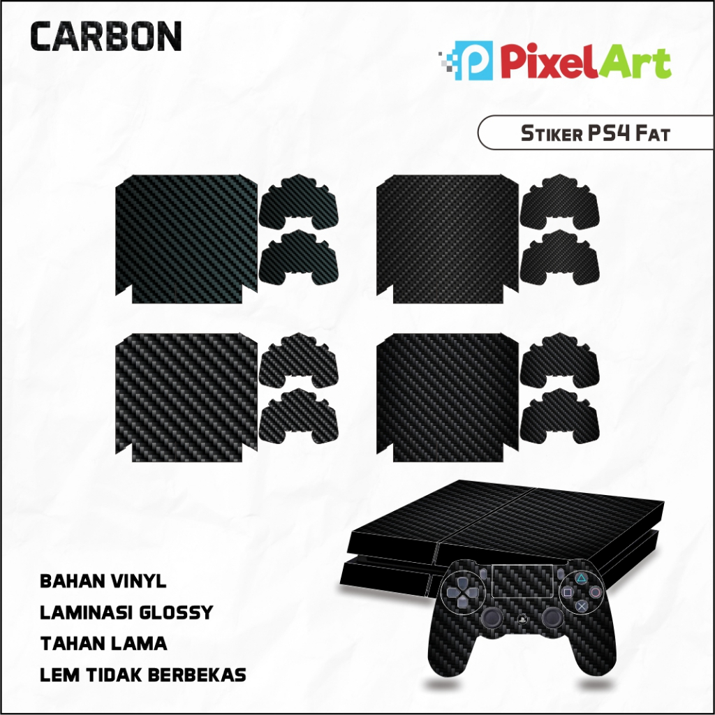 GARSKIN SKIN PS4 FAT MOTIF CARBON FULLSET FULLBODY BISA CUSTOM PS 4 FAT MOTIF CARBON