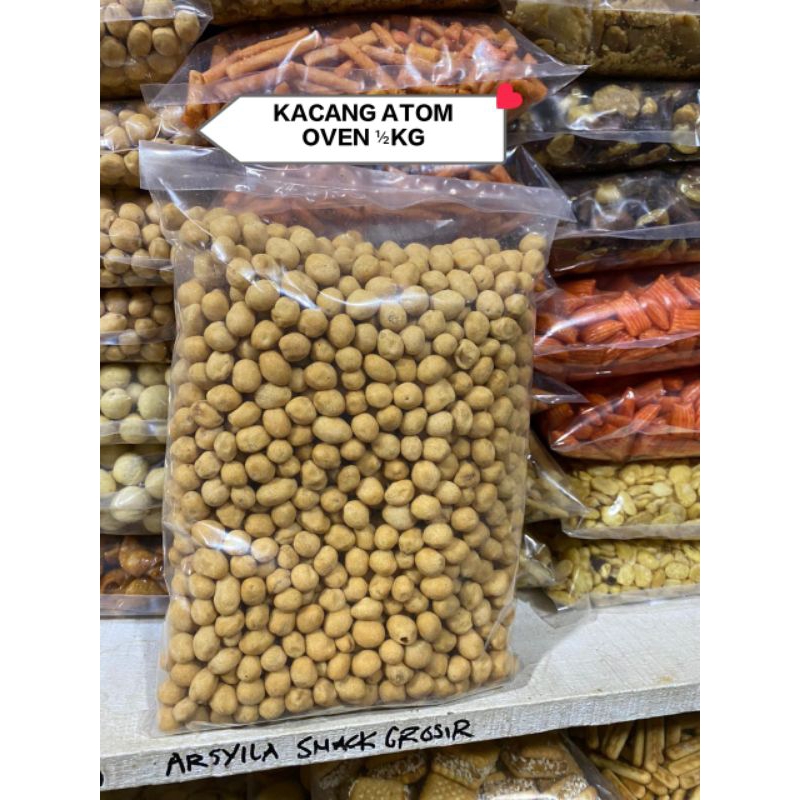 

Snack Kiloan Kacang Atom Oven Asin Manis Kemasan 500gr