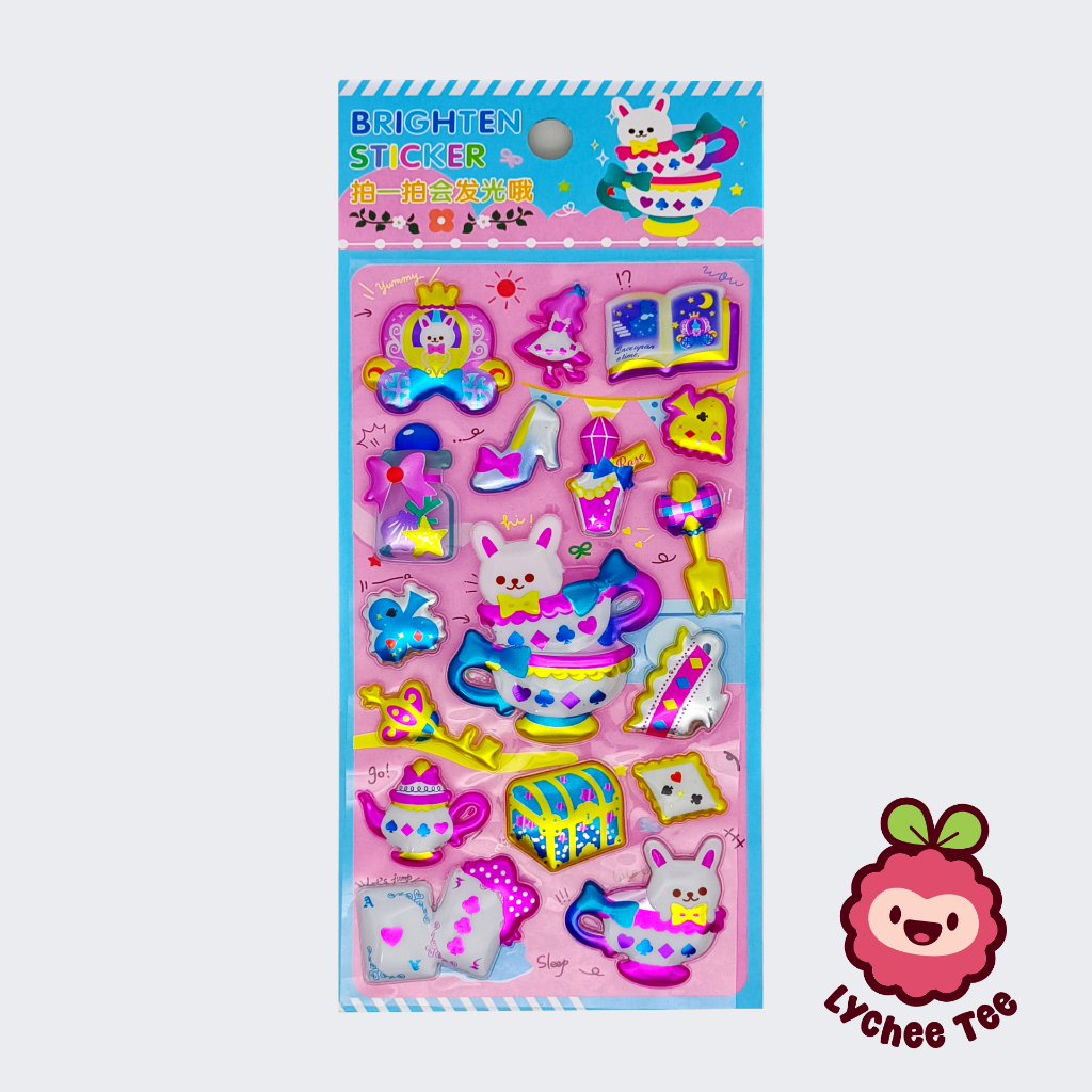 Brighten Sticker (ada lampu / bisa nyala) stiker timbul karakter lucu / jurnal / notebook / buku DIY